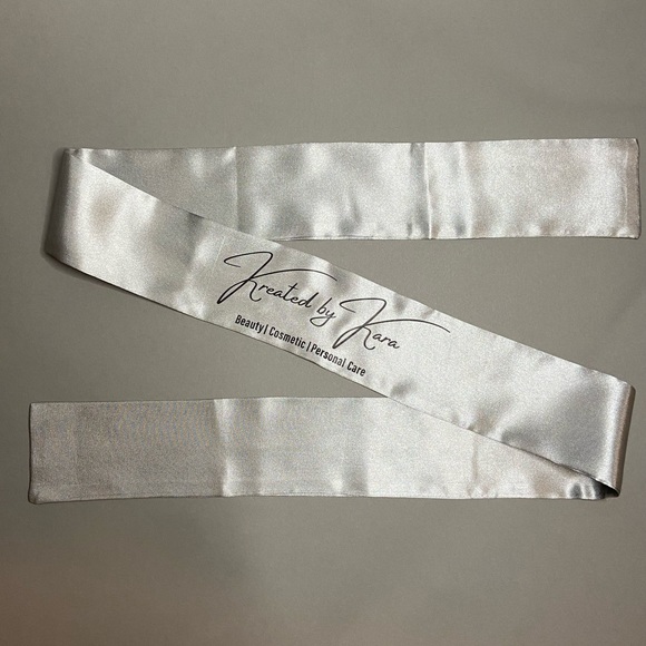 Other - Silver Satin Edge Wrap, BLACK writing